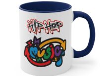 "Hip Hop Music/Black Navy, Blue, Red, Pink" Two-tone AfriMAX Coffee Mug, 11oz